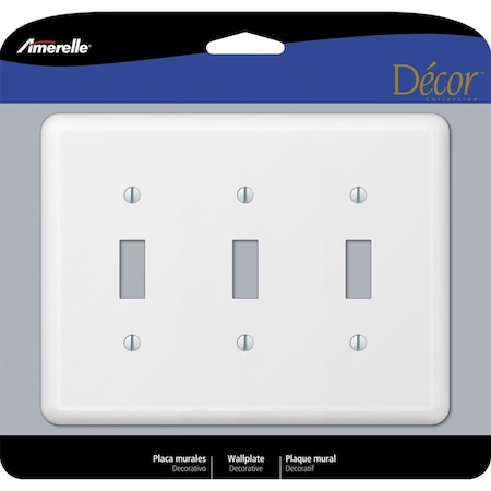Amerelle Amerelle Devon White 3 gang Stamped Steel Toggle Wall Plate 1 pk 935TTTW